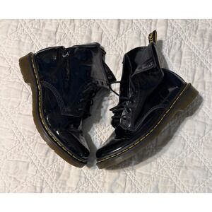 Dr. Martens 11821 Black Patent Leather 8-Eye Combat Boots Womens 11